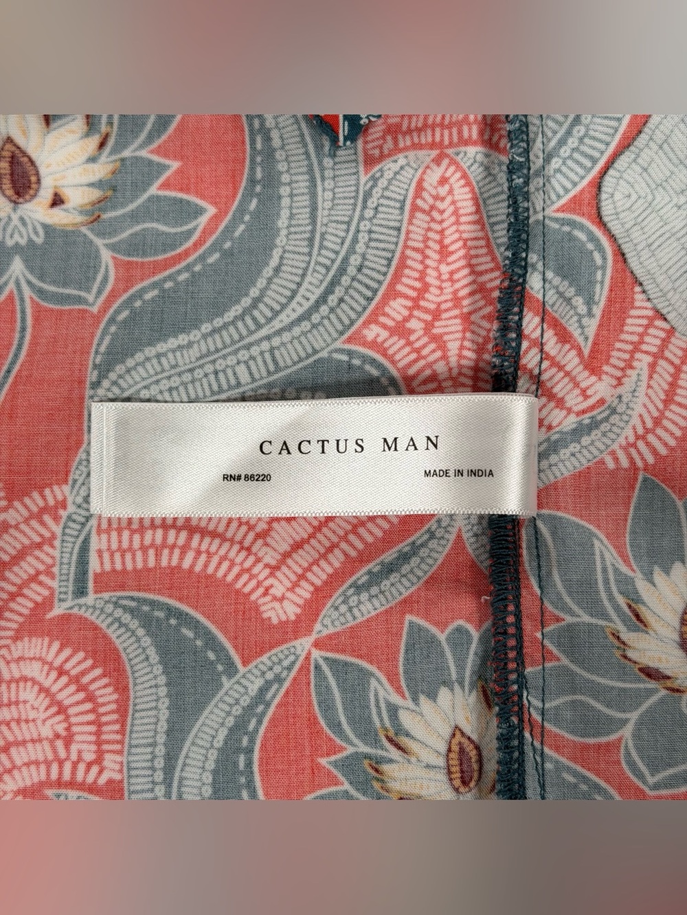 Cactus Man Ricky Singh Shirt Mens XL Orange Floral Lotus Viscose Hawaiian Camp - Picture 6 of 9